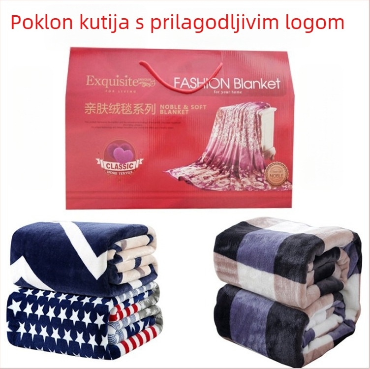 Set deke od coral fleecea s poklon kutijom – debela, topla, jednobojna, 800–1000 g, poliester