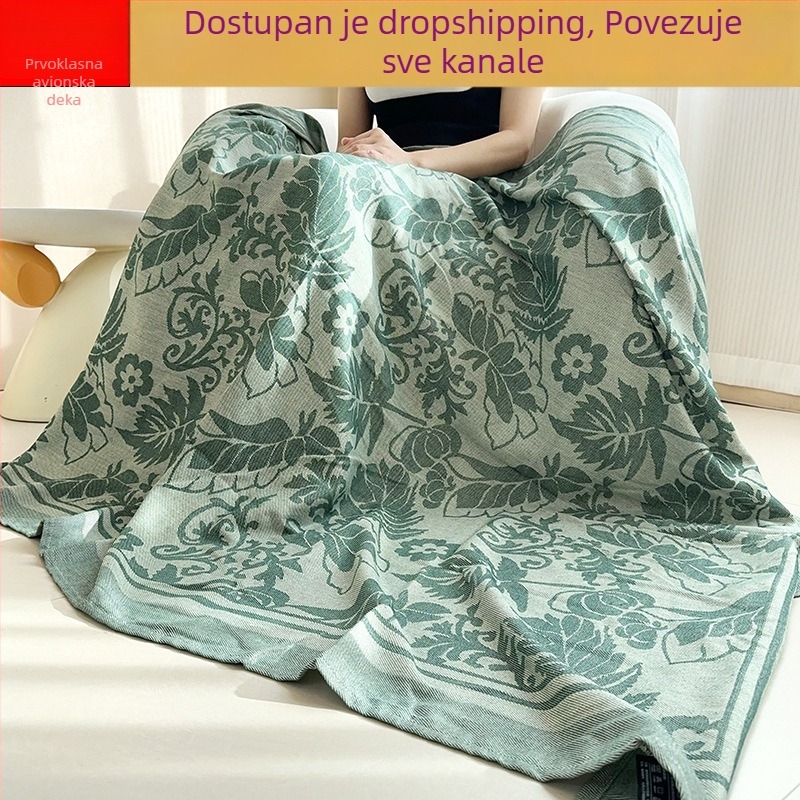 Avionska deka — cvjetni uzorak, nordijski stil, poliester, 300–499 g, proljeće–jesen, premium