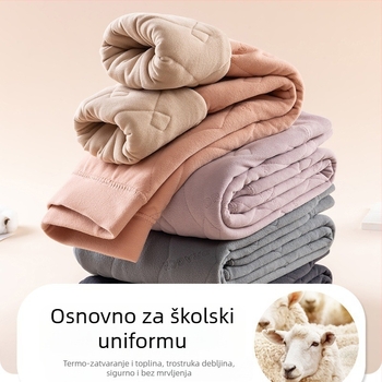 Sezonski termalni set za dječju školsku uniformu: hlače s flisom i jakna od poliestera, zimska odjeća, visokim strukom, 60% poliestera