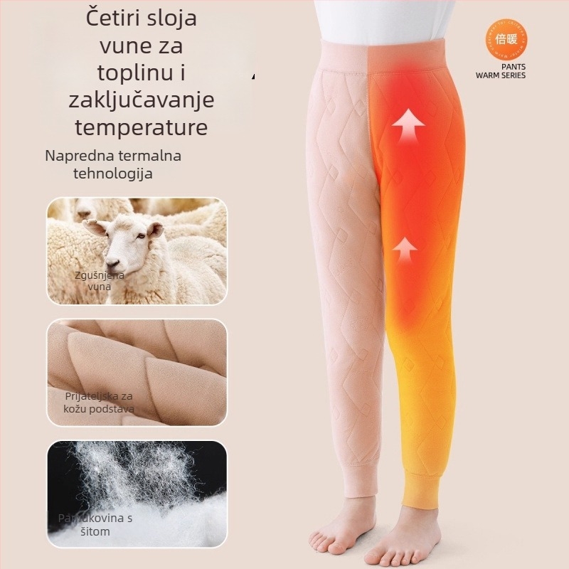 Sezonski termalni set za dječju školsku uniformu: hlače s flisom i jakna od poliestera, zimska odjeća, visokim strukom, 60% poliestera