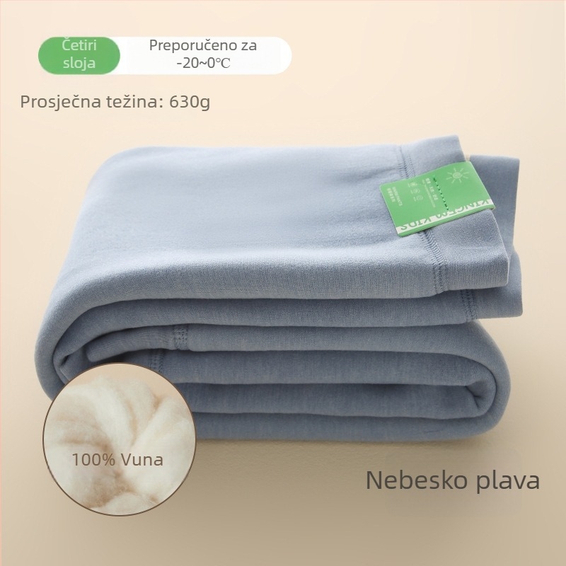 Dječje bezšivne vunene termo hlače za zimu 2025 – donji sloj, 100% vuna, za djecu iznad 8 godina (Šifra H3303)