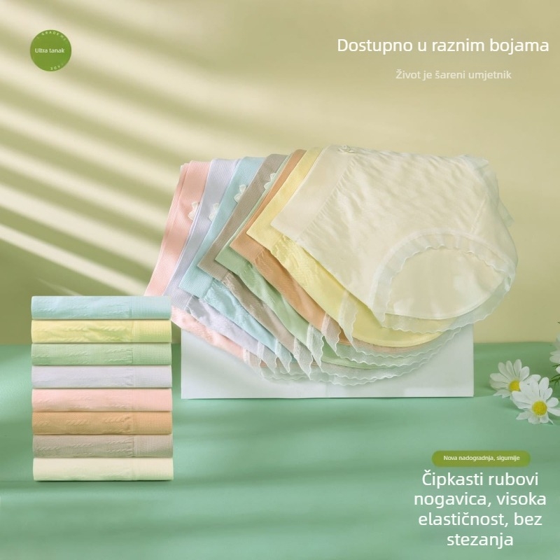 Ženske bezšivne antibakterijske gaćice, prozračne, visoke elastičnosti, poliester 90–95%, podstava za preponu od Spandexa