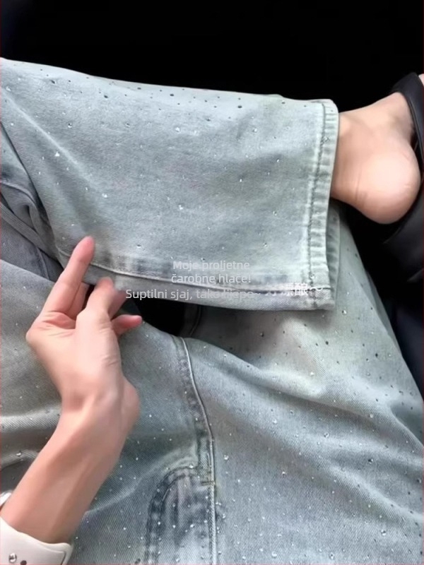 Traperice: visoki struk, ravni kroj - denim, pamuk, bez elastanosti (visoki struk; ravni kroj; denim; pamuk; bez elastanosti)