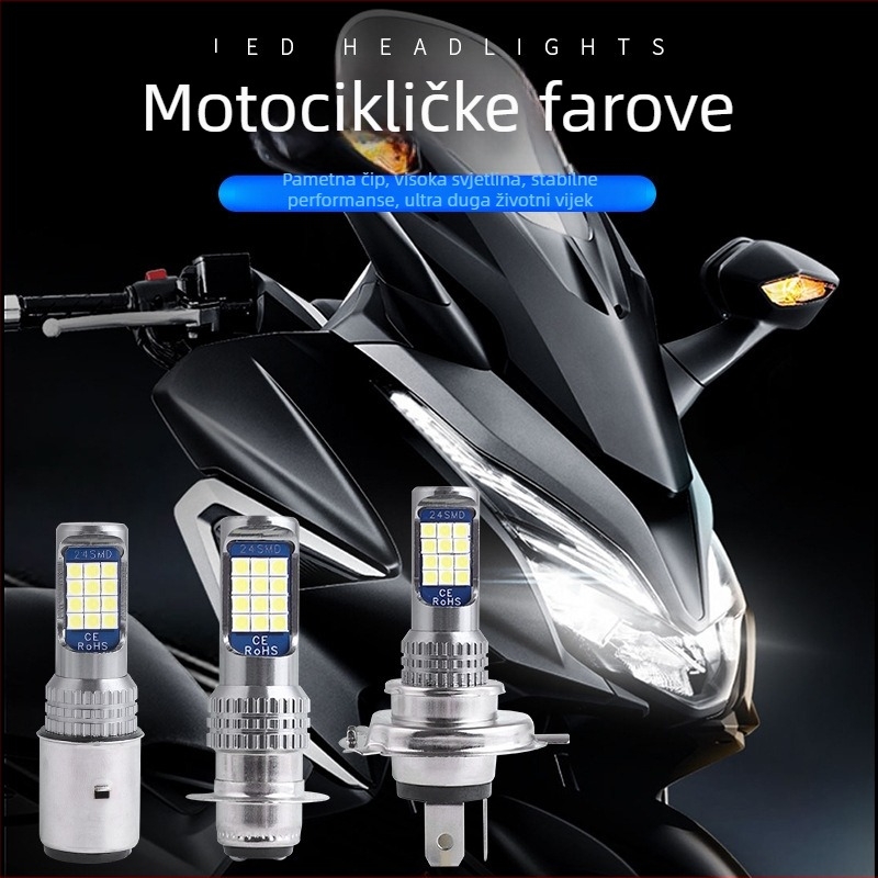 Moto LED far – integrirano daljinsko i bliže svjetlo, LED 3030, 9–80V, 0.8A, 800 lm, vijek trajanja 50000 h, aluminijsko kućište