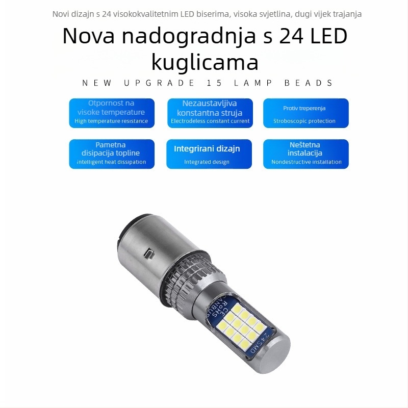 Moto LED far – integrirano daljinsko i bliže svjetlo, LED 3030, 9–80V, 0.8A, 800 lm, vijek trajanja 50000 h, aluminijsko kućište