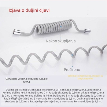 Teleskopska tuš cijev, nehrđajući čelik/ABS, atmosferski tlak, radna temperatura 0-90°C, montaža: teleskopskog