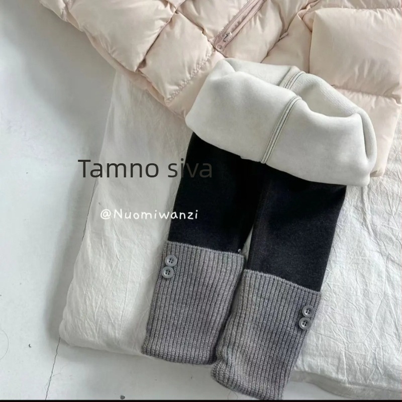 Djevojačke flis legice, srednji pojas, zimski stil, Lemon
