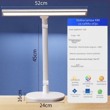 Stolna lampa za učenje s zaštitom očiju, 18W, CRI ≥95, pametno upravljanje, ugrađena litijska baterija