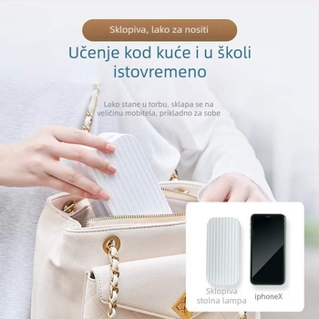 Sklopiva prijenosna LED stolna lampa za zaštitu očiju, dodirni prekidač, ugrađena punjiva baterija, dvostruko napajanje