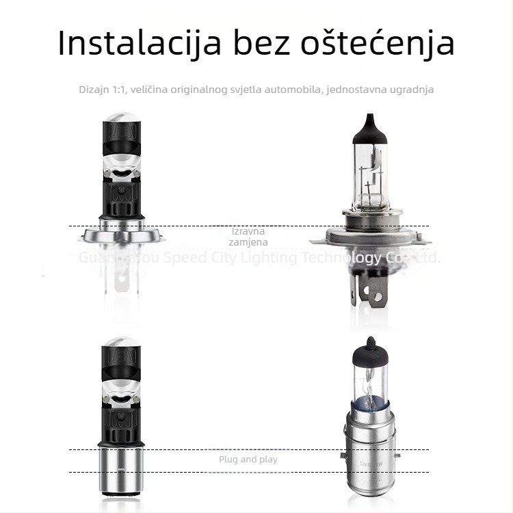 Brieyes LED prednja svjetla za motocikl s koncentričnom lećom, 9-80V DC, 1440 lm, 12W, IP65