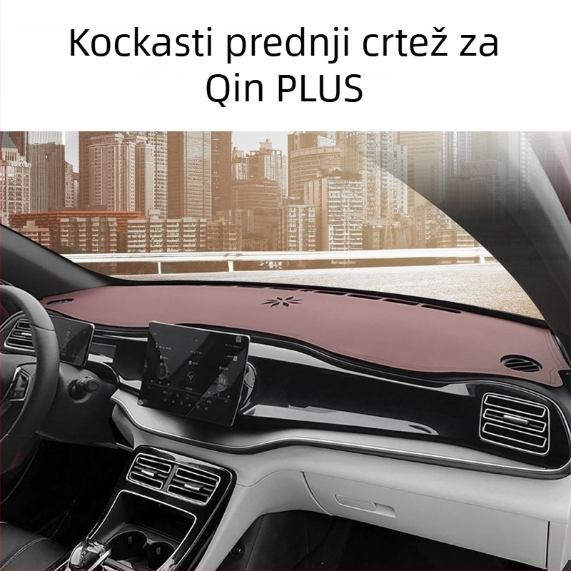 Kožna podloga za središnju konzolu, zaštita od sunca BYD Qin Plus EV Intelligent Driving Edition, s tiskanim logom marke
