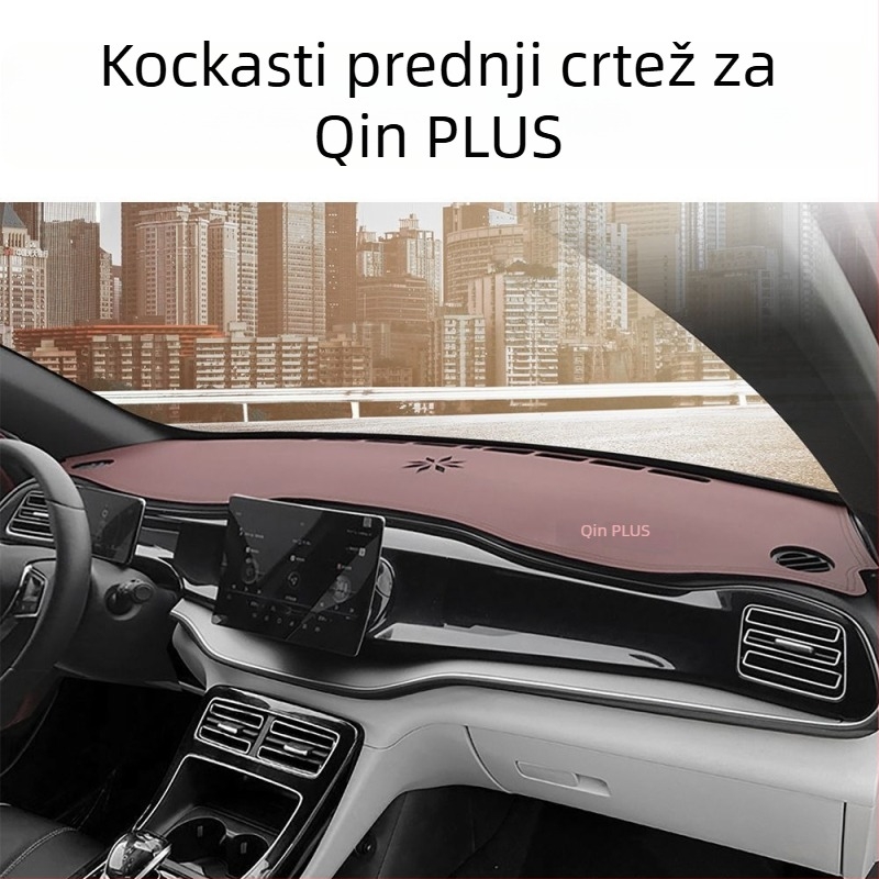 Kožna podloga za središnju konzolu, zaštita od sunca BYD Qin Plus EV Intelligent Driving Edition, s tiskanim logom marke