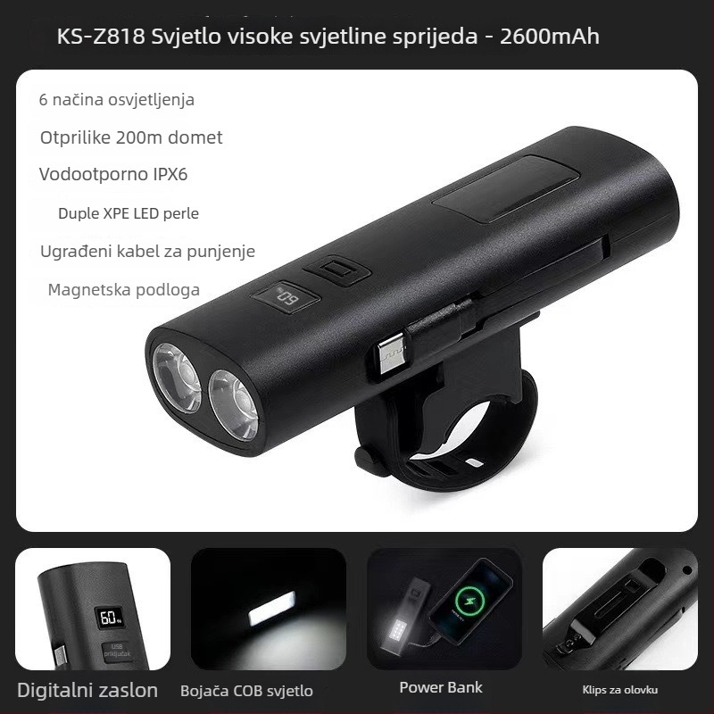 Prijenosna LED svjetiljka, ručna za vanjsku upotrebu, 360° rotacija, baterija 1200mAh