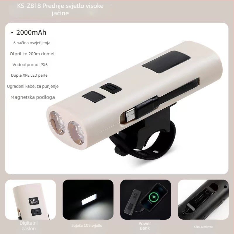 Prijenosna LED svjetiljka, ručna za vanjsku upotrebu, 360° rotacija, baterija 1200mAh