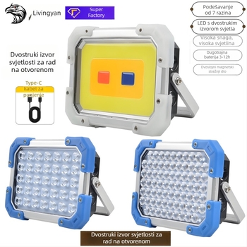 LED kamping svjetlo, punjivo na 5V, 12W/18W, prekidač na dugme