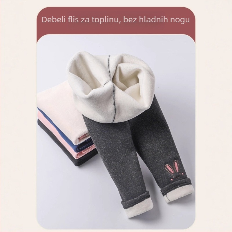 Zimske djevojačke leggings s Milk Silk izolacijom, 3–8 godina, srednji pojas, elastika, 80% poliester
