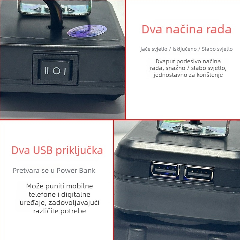 LED radna svjetiljka za električne alate - Model 613, 50W, 21V, 3000 lm, 50 000 h