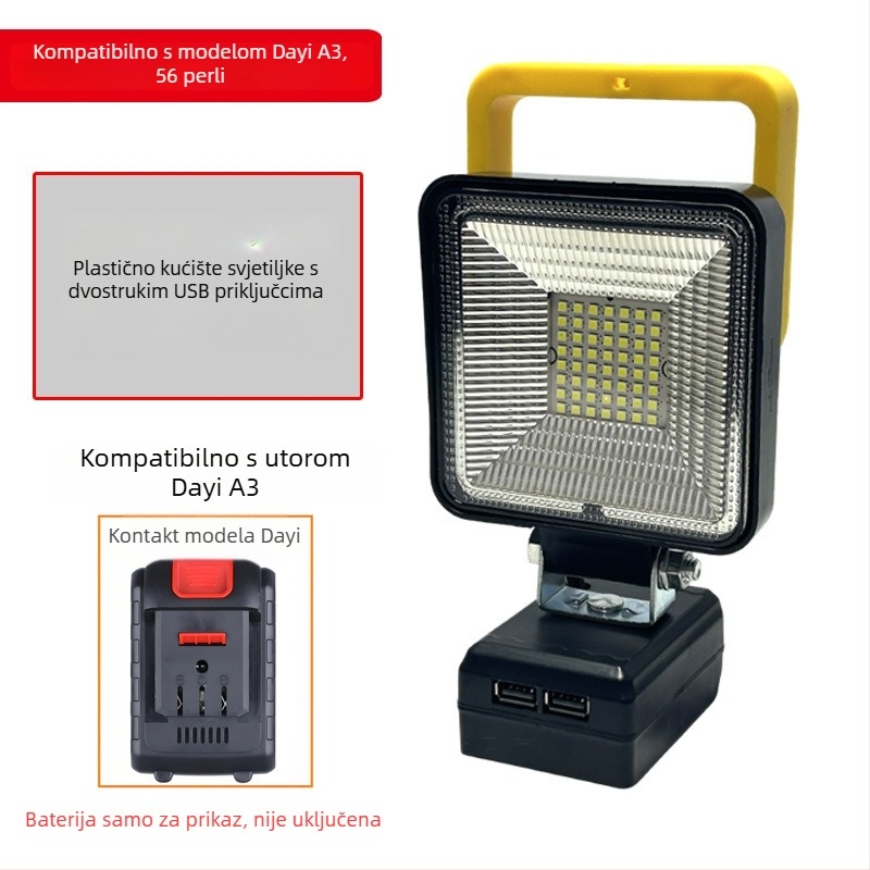 LED radna svjetiljka za električne alate - Model 613, 50W, 21V, 3000 lm, 50 000 h