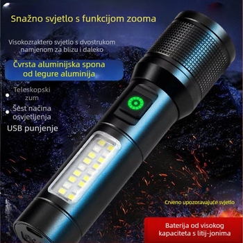 LED svjetiljka s USB Type-C punjenjem, kućište od aluminijske legure, izlaz 15W, domet 500 m