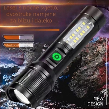 LED svjetiljka s USB Type-C punjenjem, kućište od aluminijske legure, izlaz 15W, domet 500 m