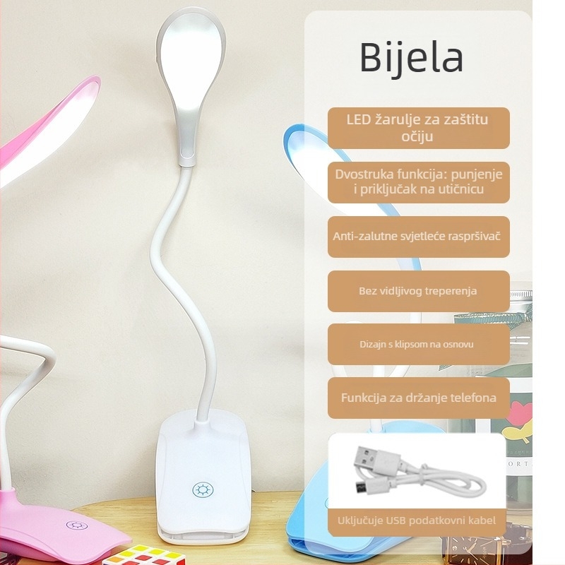 LED noćna lampica za krevet s preklopnim dizajnom i dodirnim prekidačem (Model 307; LED izvor svjetla; Ugrađena baterija; CRI ≥ 90)