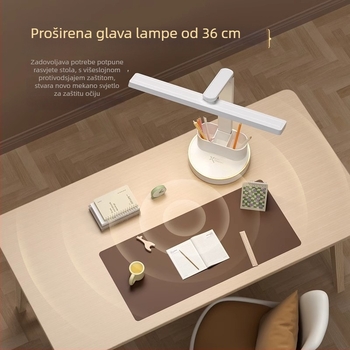 LED stolna lampa za učenje s zaštitom od treperenja, sklopivi dizajn, držač za olovke, punjiva baterija i mogućnost priključka, dodirni prekidač