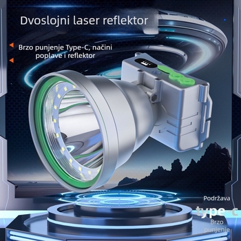 LED vanjska čelna lampa od aluminijske legure, baterijsko napajanje, kapacitet baterije 6000, snaga 100, LED izvor svjetla, domet 200–500 m