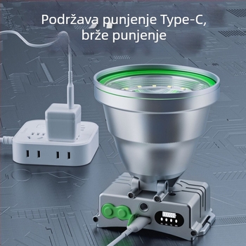 LED vanjska čelna lampa od aluminijske legure, baterijsko napajanje, kapacitet baterije 6000, snaga 100, LED izvor svjetla, domet 200–500 m