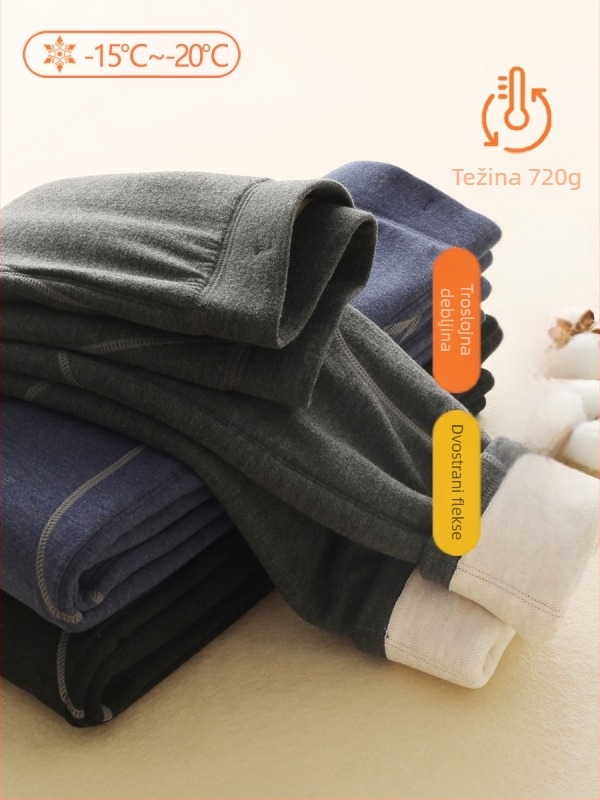 Dječje trostruko termo hlače za jesen-zimu, Silk-Wool tkanina, srednji pojas, za djecu iznad 8 godina (više od 140 cm), Amber Tong.