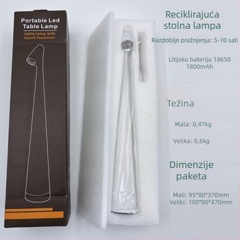 Stolna lampa s dodirnim upravljanjem, metalni abažur, USB napajanje, CE potvrda, napon do 36V