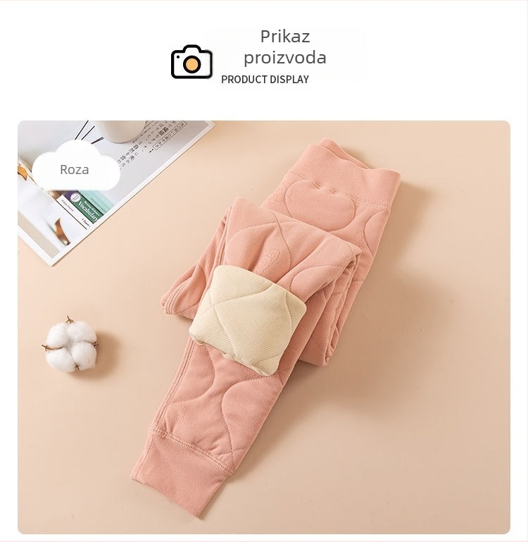 Dječje termo hlače s flecom – unisex, vuneno-pamučni materijal, visok struk, zima