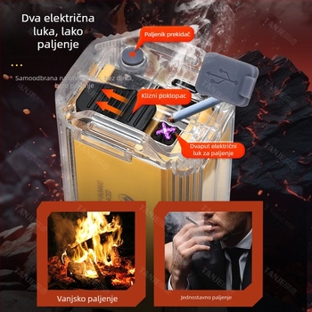 Automobilski sigurnosni čekić s LED svjetlom, ponovno punjiv, 3600 mAh, ručni pogon, multifunkcionalno: razbijač prozora i nož, Power Bank, domet 200–500 m
