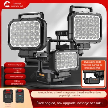 LED radno svjetlo na baterije s kliznim poklopcem i dvostrukom ručkom, 45–105W, kućište od PC visokotemperaturnog materijala, domet ≥500 m