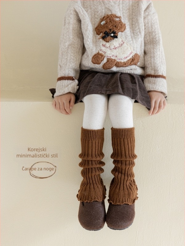 Djevojčice debeli pleteni leg warmers s jacquard pletenjem, duga cijev, jesen-zima, combed pamuk