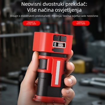 Magnetska radna svjetiljka za auto s Type-C punjenjem, digitalni zaslon, rotirajuća glava lampe, dvostruki magnetski držač (LED, baterija 3600mAh)