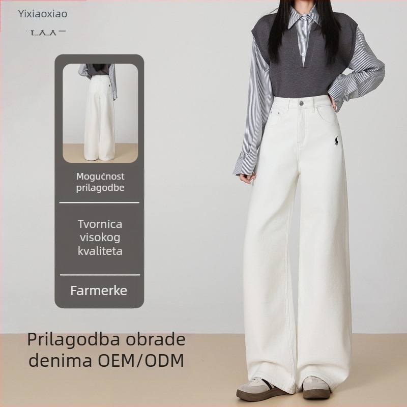 Izšivane traperice, visokim strukom, ravni kroj, podstavljene flisom, ulični stil