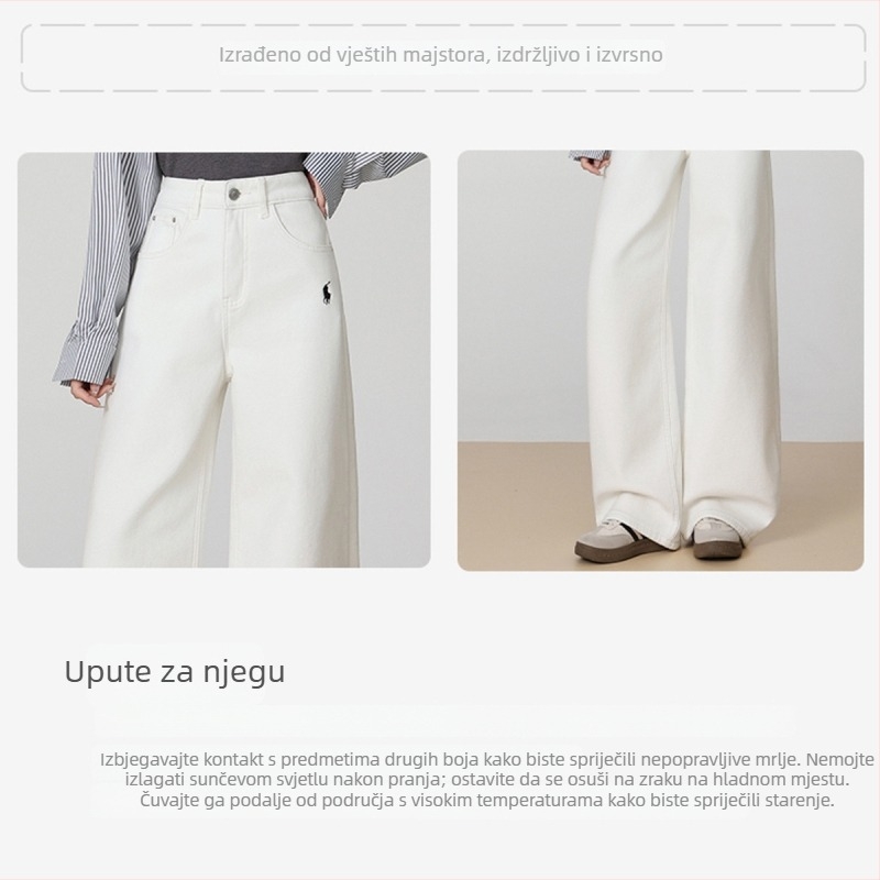 Izšivane traperice, visokim strukom, ravni kroj, podstavljene flisom, ulični stil