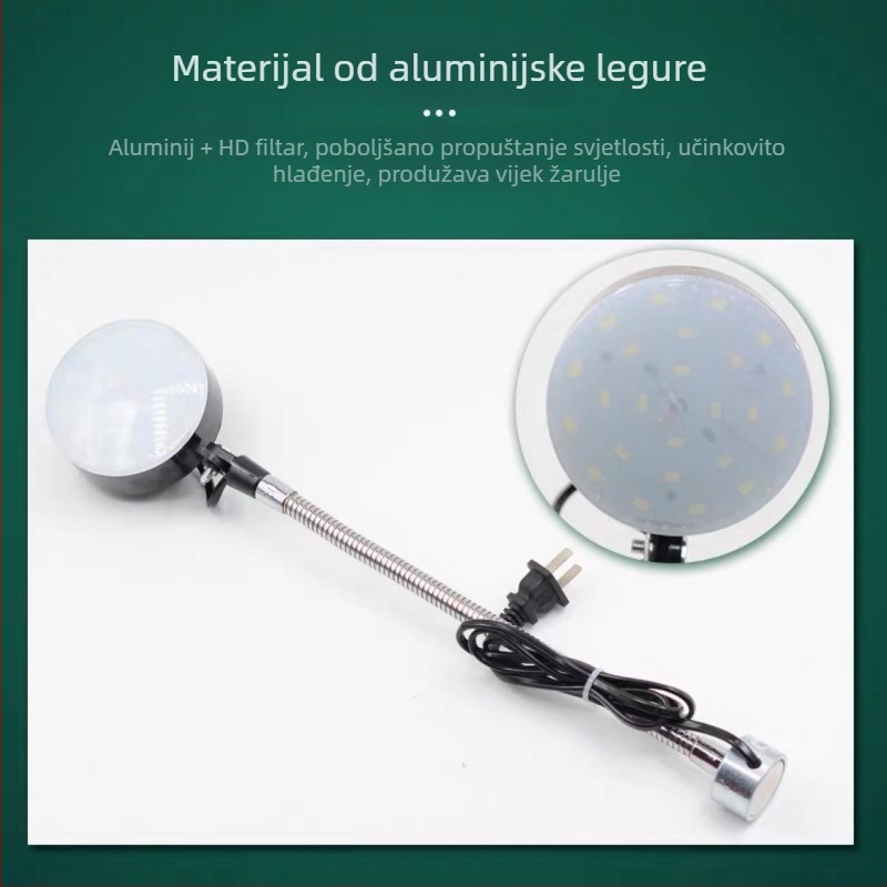 LED radno svjetlo za strojeve, 10W, 220V/36V, snažna magnetska baza, dugi ram, za CNC tokaru i frezu