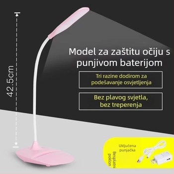 Stolna lampa s mogućnošću dimiranja, noćna rasvjeta i rasvjeta za učenje — CRI ≥90, dodirni prekidač, 5V, napajanje iz utičnice