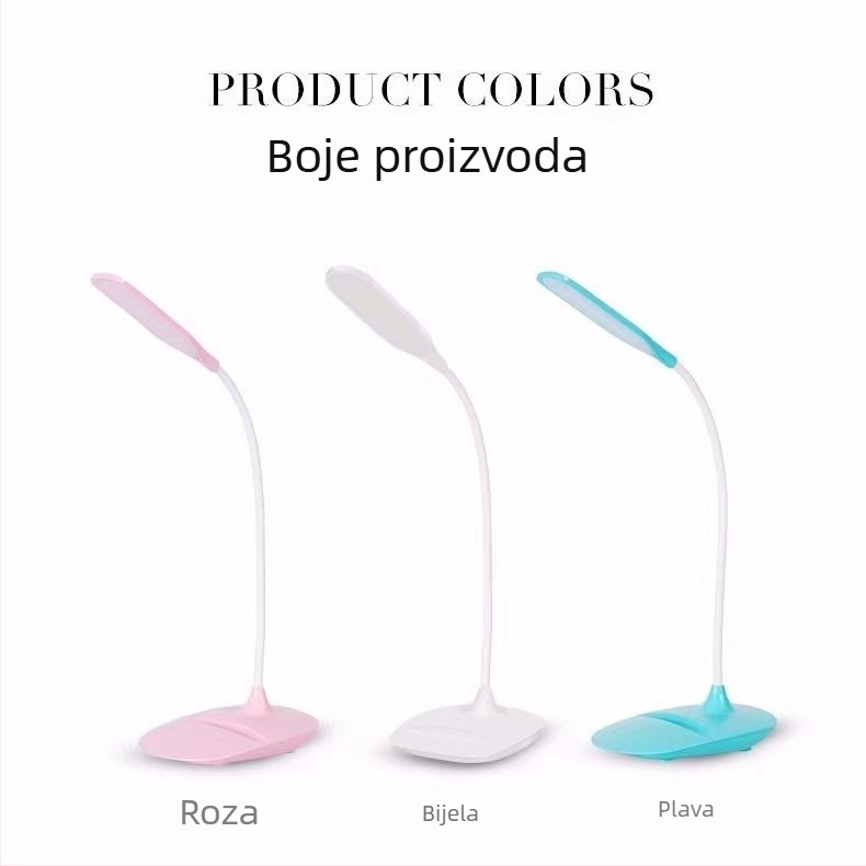 Stolna lampa s mogućnošću dimiranja, noćna rasvjeta i rasvjeta za učenje — CRI ≥90, dodirni prekidač, 5V, napajanje iz utičnice