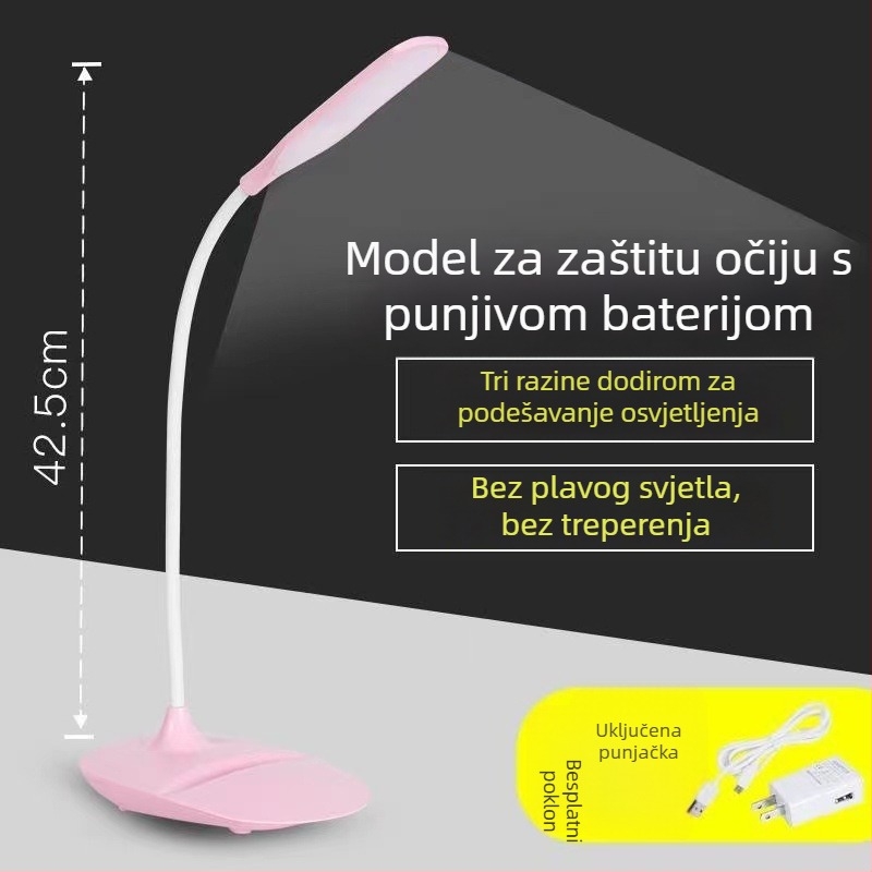 Stolna lampa s mogućnošću dimiranja, noćna rasvjeta i rasvjeta za učenje — CRI ≥90, dodirni prekidač, 5V, napajanje iz utičnice
