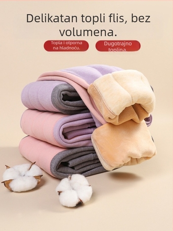 Dječje zimske termalne hlače — visoki struk, debeli poliester 94,2%, jesen-zima, za djecu 8+ godina