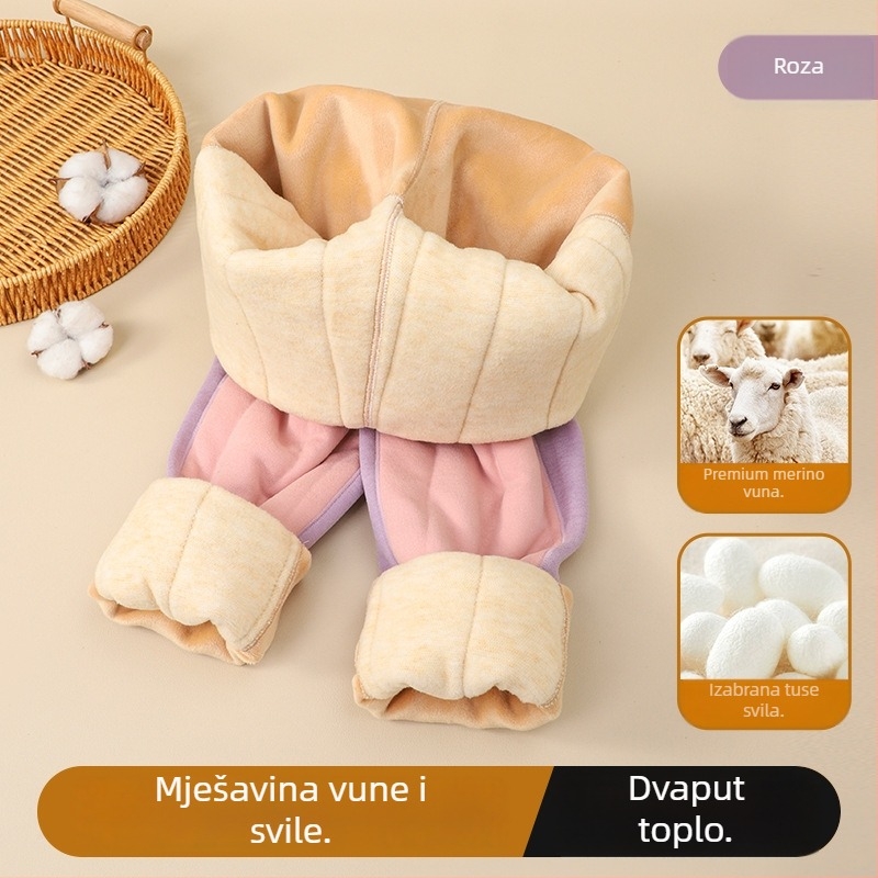 Dječje zimske termalne hlače — visoki struk, debeli poliester 94,2%, jesen-zima, za djecu 8+ godina