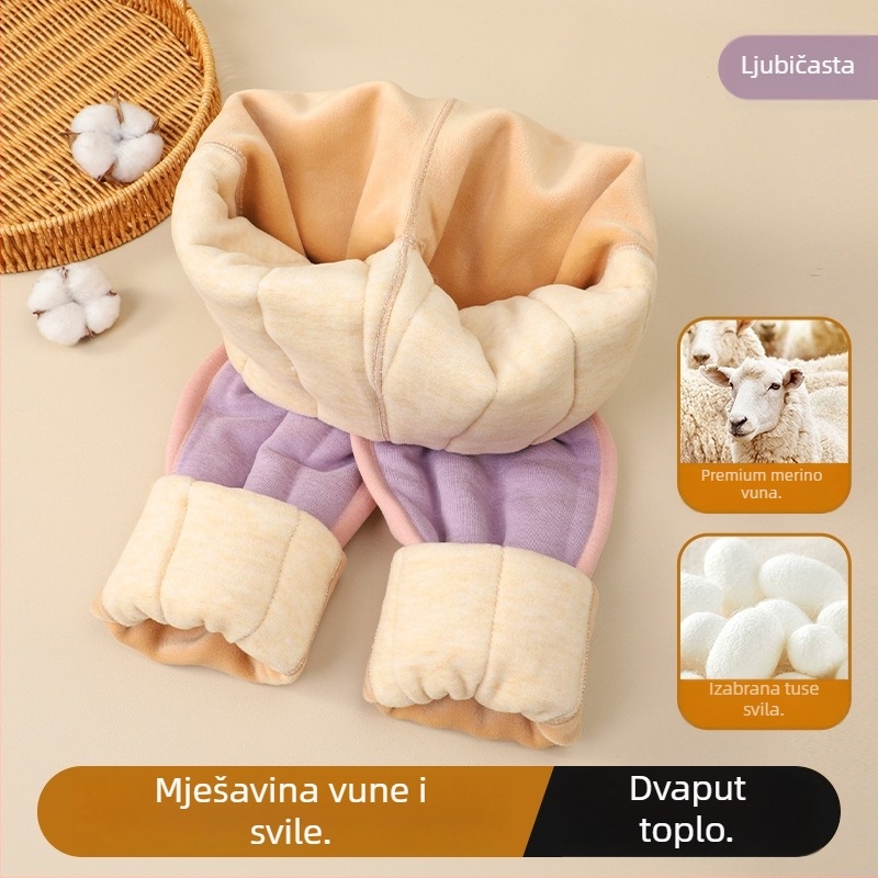 Dječje zimske termalne hlače — visoki struk, debeli poliester 94,2%, jesen-zima, za djecu 8+ godina