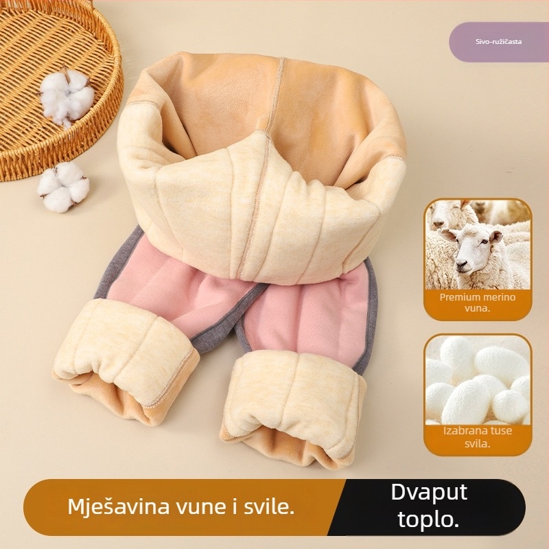 Dječje zimske termalne hlače — visoki struk, debeli poliester 94,2%, jesen-zima, za djecu 8+ godina