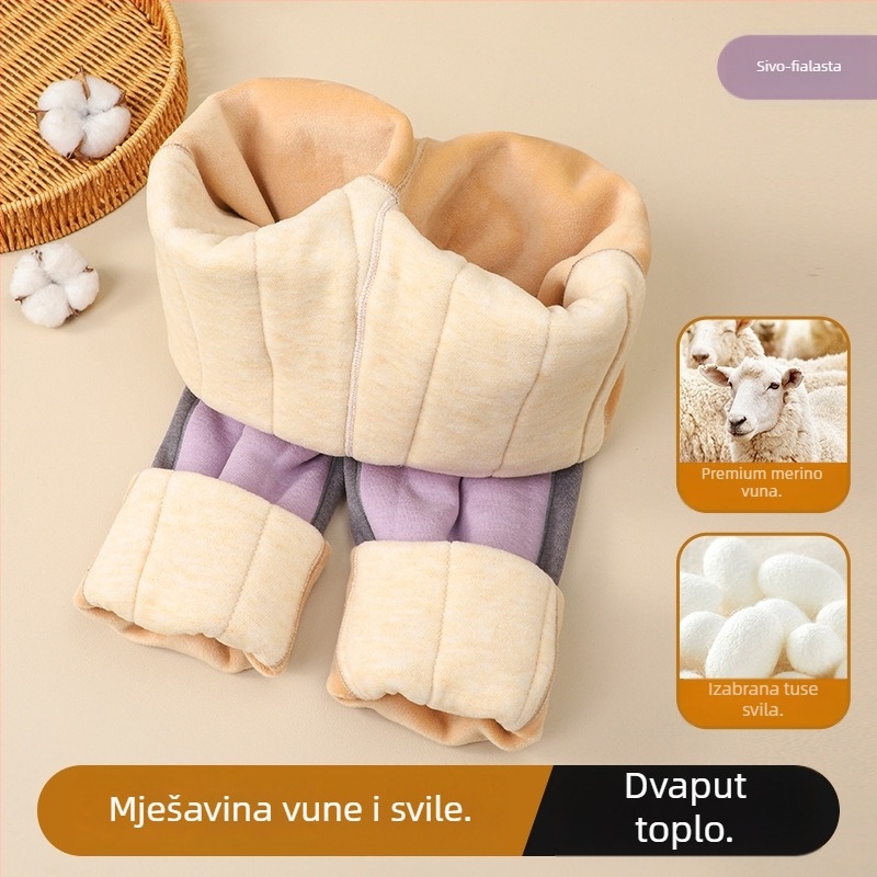 Dječje zimske termalne hlače — visoki struk, debeli poliester 94,2%, jesen-zima, za djecu 8+ godina