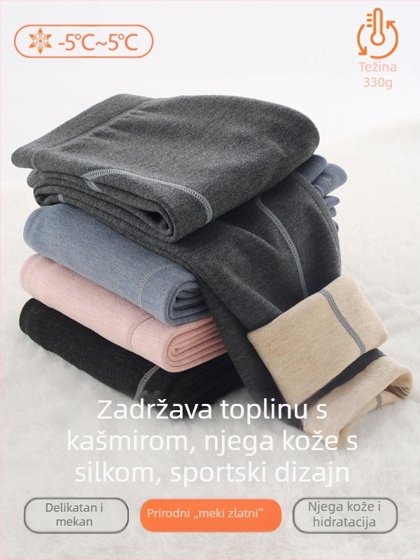 Dječje termalne tajice od svile i kašmira s podstavom od kašmira, jesen-zima, srednji pojas, za djecu 8+ godina (49% viskoza, 39% akril, 12% spandeks)