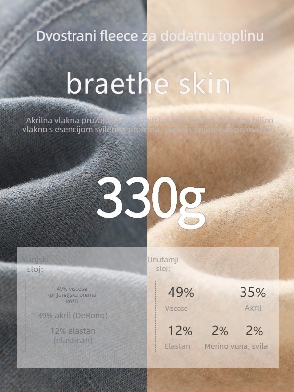 Dječje termalne tajice od svile i kašmira s podstavom od kašmira, jesen-zima, srednji pojas, za djecu 8+ godina (49% viskoza, 39% akril, 12% spandeks)