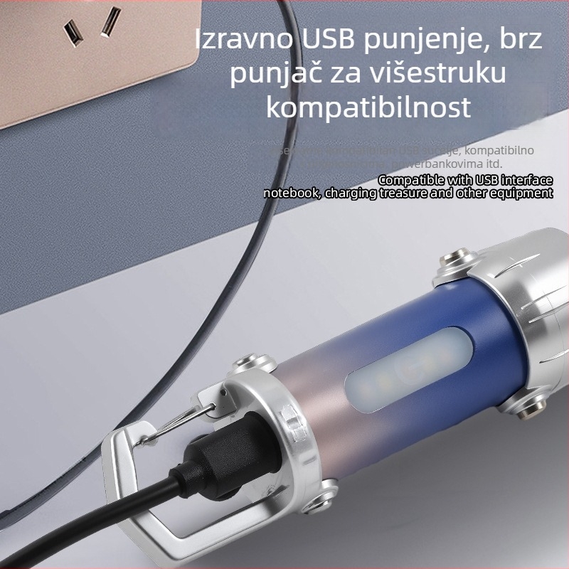 Višestruka LED svjetiljka za ključeve – prenosno hitno svjetlo, punjiva baterija 400 mAh, 100–240 lm, vodootporna
