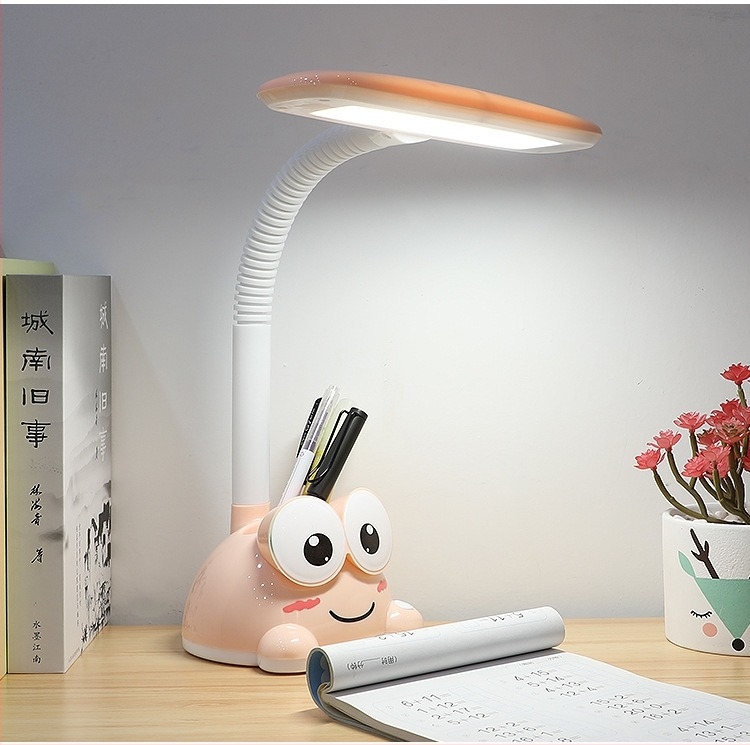 LED stolna lampa s zaštitom očiju, priključna na utičnicu, noćna lampica za dječju sobu i učenje, crtani dizajn – 6W, 220V, CRI 80–89, plastični sjenčanik, gumb prekidač